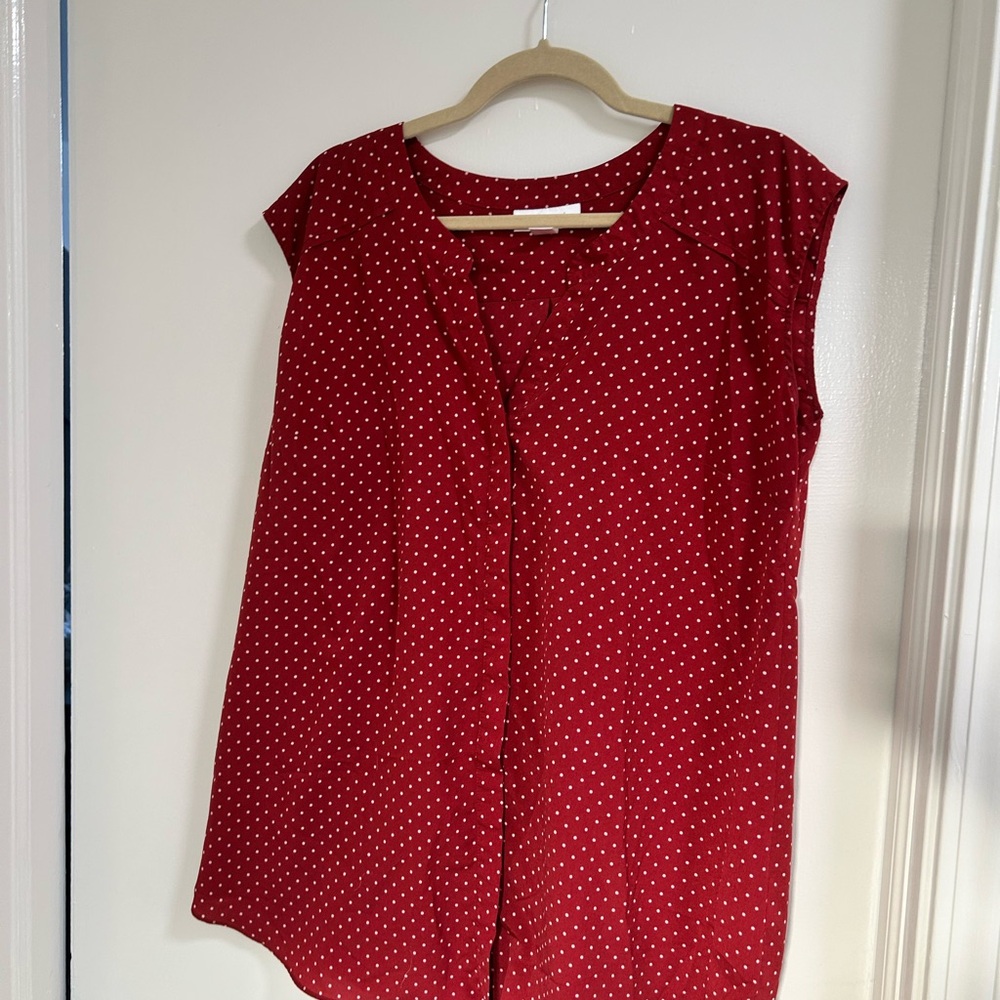 Motherhood Red and White Polka Dot Blouse